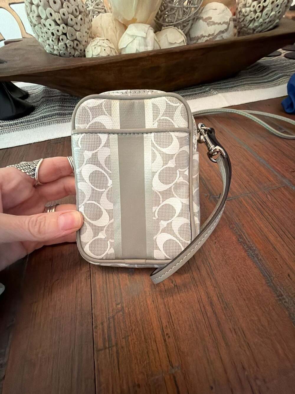 Coach Signature Stripe Mini ID Skinny Case and Wristlet Set